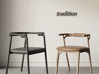 Traditional Single Chair With Wooden Frame Upholstered Seat Armrests And Tradition Brand 3d model