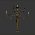 Two Vintage Brass Candelabra With Ornate Arms And Candle Holders