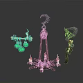 Fantasy Decorative Props With Hook Wooden Stand Green Orbs And Lit Candles
