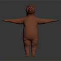 Cartoon Bear Character In Orange Color Standing With Arms Outstretched 3D Model Design