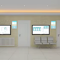 Modern Reception Area Interior Design With Marble Counter And Digital Screens 3d model