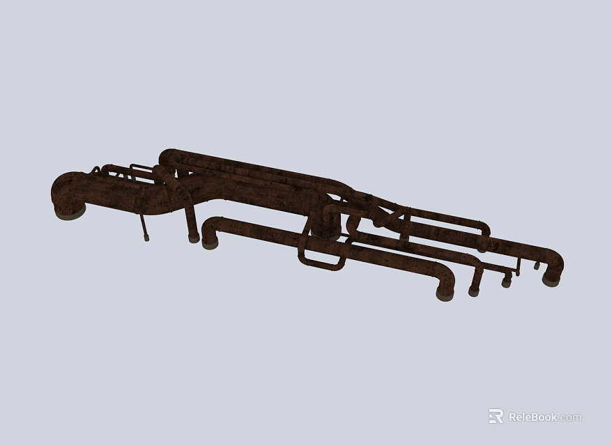 Rusty Metal Pipe Structure Showcasing Complex Bends And Industrial Connections 3d model