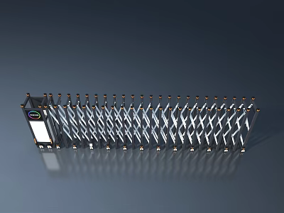 Metal Swing Door With Foldable Grille Structure For Entry Access Control 3d model