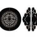 New Chinese Style Door Handle Lock Key Door Lock Pattern Handle Round Door Handle 3d model