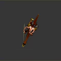 Winged Fantasy Character Riding Yellow Red Dinosaur Mount With Spear And Wings