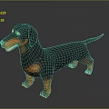 Realistic 3D Dachshund Dog Model In Black And Orange Standing Pose On Gray Background