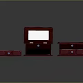 Red Jewelry Display Shelves with Open Case Mirror Drawers and Metal Clasps