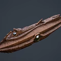 Unique Fish Shaped Watercraft with Streamlined Brown Design and Decorative Windows 3d model