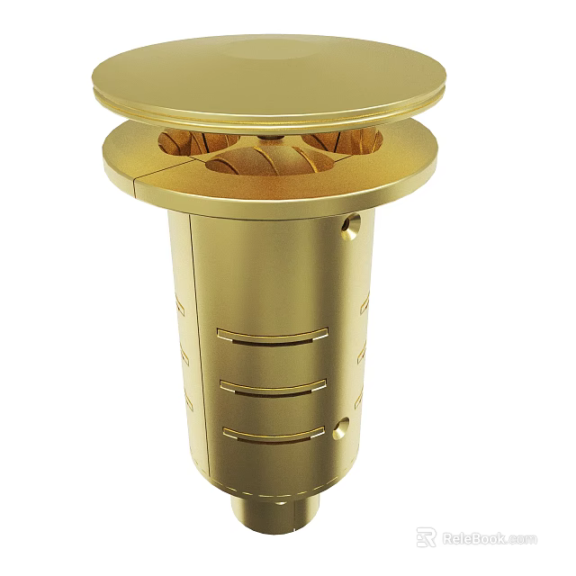 Elegant Golden Metal Vent Structure With Cylindrical Design And Top Holes 3d model 