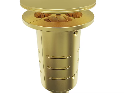 Elegant Golden Metal Vent Structure With Cylindrical Design And Top Holes 3d model