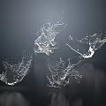 Dynamic Water Fountain With Splashing Water Droplets And Fluid Shapes On Dark Background