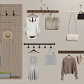 Wall Mounted Wooden And Metal Hangers For Clothes Bags And Hats Storage