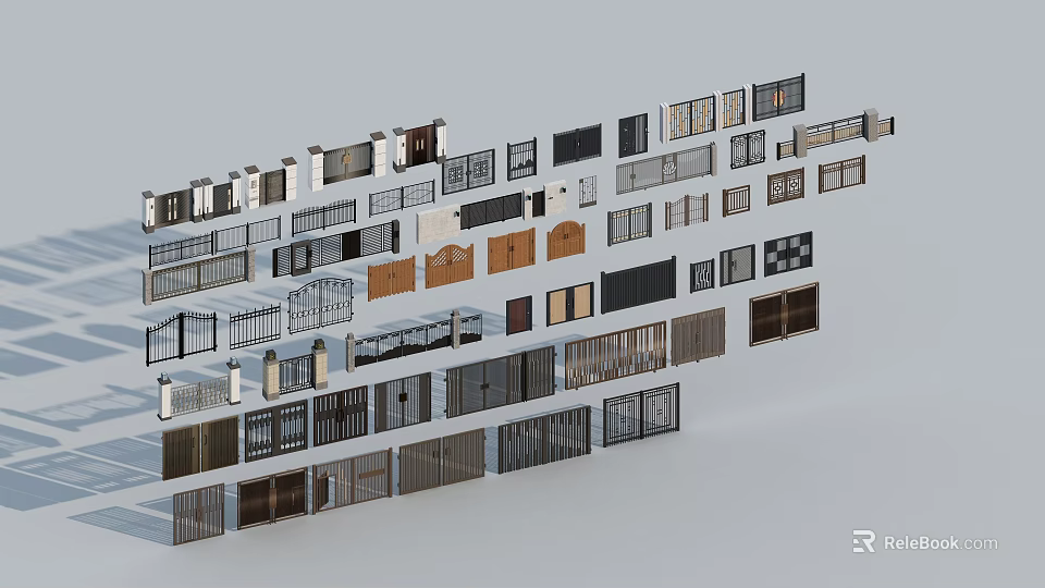 Diverse Entrance Doors With Various Designs Materials And Styles For Home Exteriors 3d model 