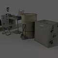 Green Household Items With Laptop Oil Drum Toolbox Camera And Folding Chair