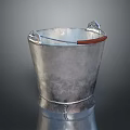 Silver Metal Household Bucket With Sturdy Handle And Red Accent Detail For Daily Use