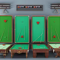 Premium Billiard Sports Equipment Set With Tables Cues Balls And Triangle Racks