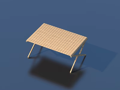 Foldable Outdoor Table With Grid Patterned Tabletop And Metal Legs For Outdoor Use 3d model