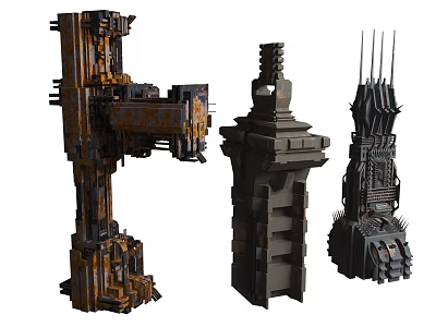 Industrial Architectural Components With Various Shapes Rustic Metal And Complex Structural Designs 3d model