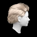Game and Movie Character Head Model With Blonde Curly Hair On Black Background