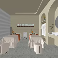 Modern Beauty SPA Interior With Treatment Beds White Towels And Soft Lighting