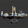 Futuristic 3D Architecture Model With Blue White Orange Buildings And Platforms 3d model