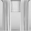Gray Modern Fabric Curtains Open For Window Light And Home Decor 3d model