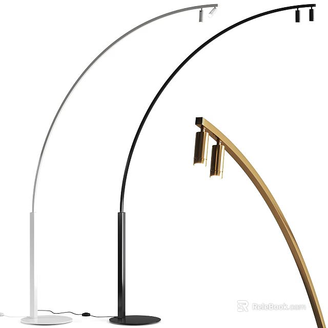 Modern Elegant Arched Floor Lamp In White Black And Gold For Living Room Decor 3d model 