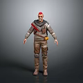 Adventurer Character With Red Hair Scarf And Patched Outfit Near Wilderness Creatures