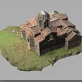 Ancient Stone Building With Red Tiled Roof Dome And Grass Surroundings