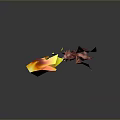 3D Game Movie Dragon Character Breathing Yellow Red Flame With Pink Red Body And Wings