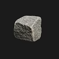 Natural Gray Stone Cube With Rough Textured Surface On Black Background 3d model
