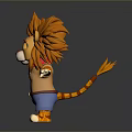 Cute Cartoon Lion Character With Orange Mane Green Eyes And Blue Shorts