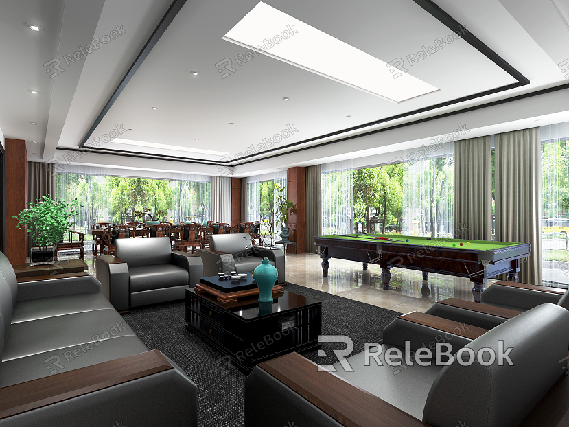 New Chinese Style Club Leisure Meeting Room model