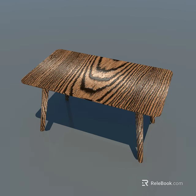 Natural Wood Dining Table With Distinctive Grain Pattern And Straight Legs 3d model 