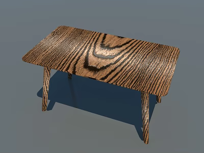 Natural Wood Dining Table With Distinctive Grain Pattern And Straight Legs 3d model