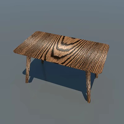 Natural Wood Dining Table With Distinctive Grain Pattern And Straight Legs 3d model