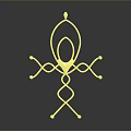 Golden Decorative Brooch With Intricate Geometric Wire Structure For Clothing Accessory
