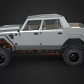 Modern Silver Off Road Pickup Truck With Oversized Tires Aggressive Grille And Rugged Design