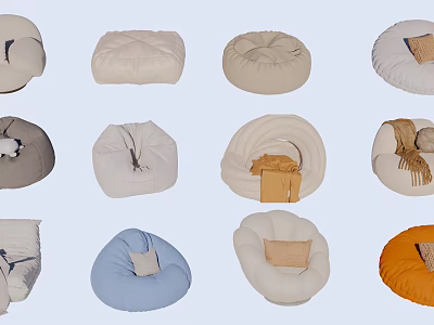 Comfortable Bean Bag Chair In Various Colors And Different Home Designs 3d model