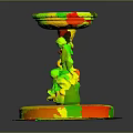 Stone Fountain With Angel Carvings On Circular Base And Top Basin