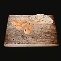 Roasted Chicken Drumsticks With Bread Slices On Wooden Cutting Board And Black Peppercorns