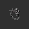 Elegant Floral Design Ring With Intricate Metallic Petals And Central Stone
