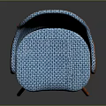 Stylish Modern Leisure Chair With Blue Woven Seat And Orange Frame