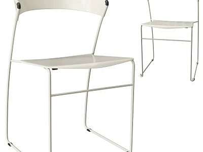 Modern White Dining Chairs Featuring Sleek Metal Frame And Comfortable Seat Design 3d model