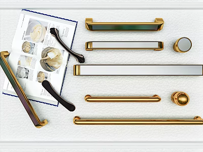 Different Types Of Modern Door Handles With Gold Bar Black Lever And Round Knob Samples 3d model