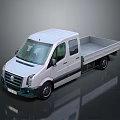 White Volkswagen Commercial Truck With Double Cab Flatbed And Front Side View 3d model