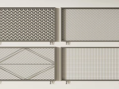 Various Metal Fence Designs With Diamond Mesh And Grid Pattern Structures 3d model