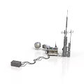 Technical Communication Tower Setup With Spherical Device Control Box And Cables