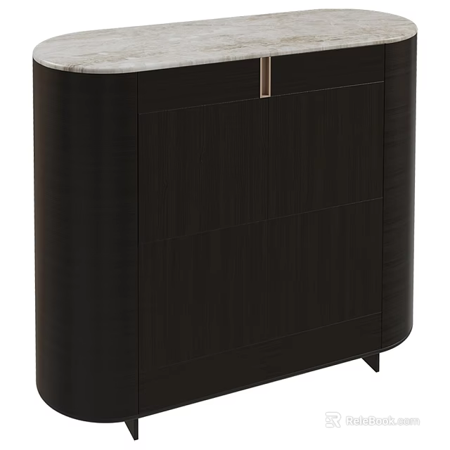 Modern Sideboard Cabinet With Dark Wood Texture And Sleek Metal Handle Design 3d model 