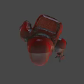 Game Movie Character In Red Armor With Detailed Helmet And 3D Model Design